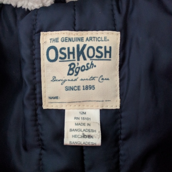 Oshkosh Navy wool Coat Sz 12mo - Picture 2 of 3